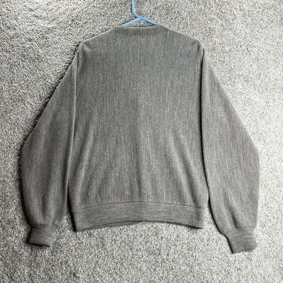Vintage Izod Lacoste Cardigan Sweater Mens M Gray Button Grandpa Knit USA Made - Picture 6 of 6